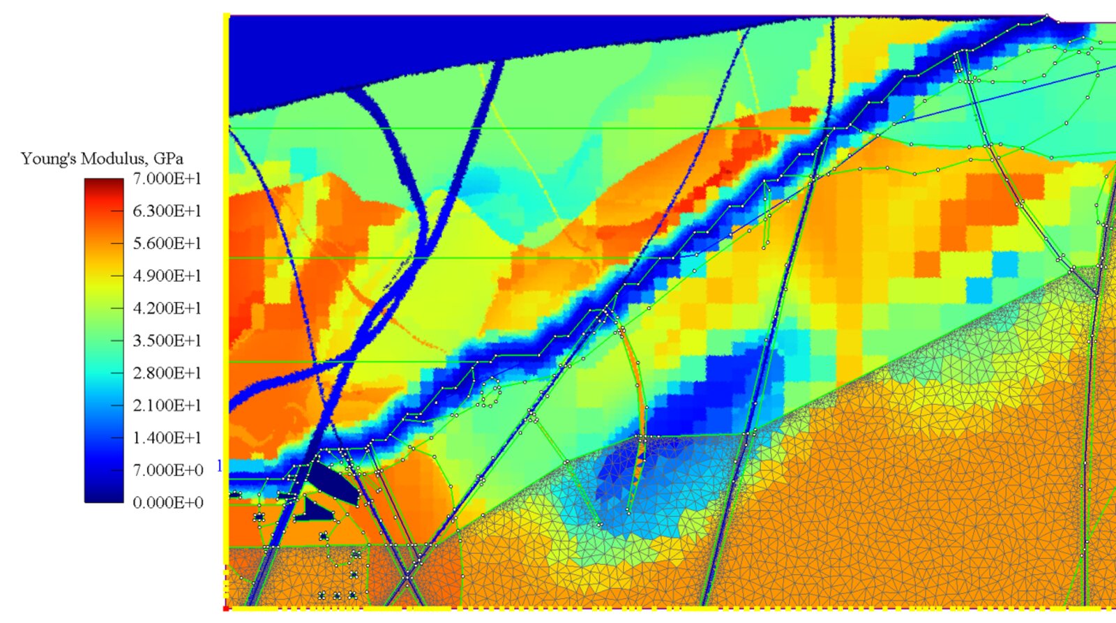Slope model: Young's modulus by engineering-geological unit